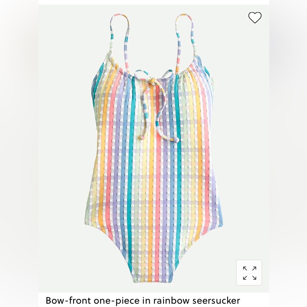 nwt jcrew Bow-front one-piece in rainbow seersucker size 8 full coverage